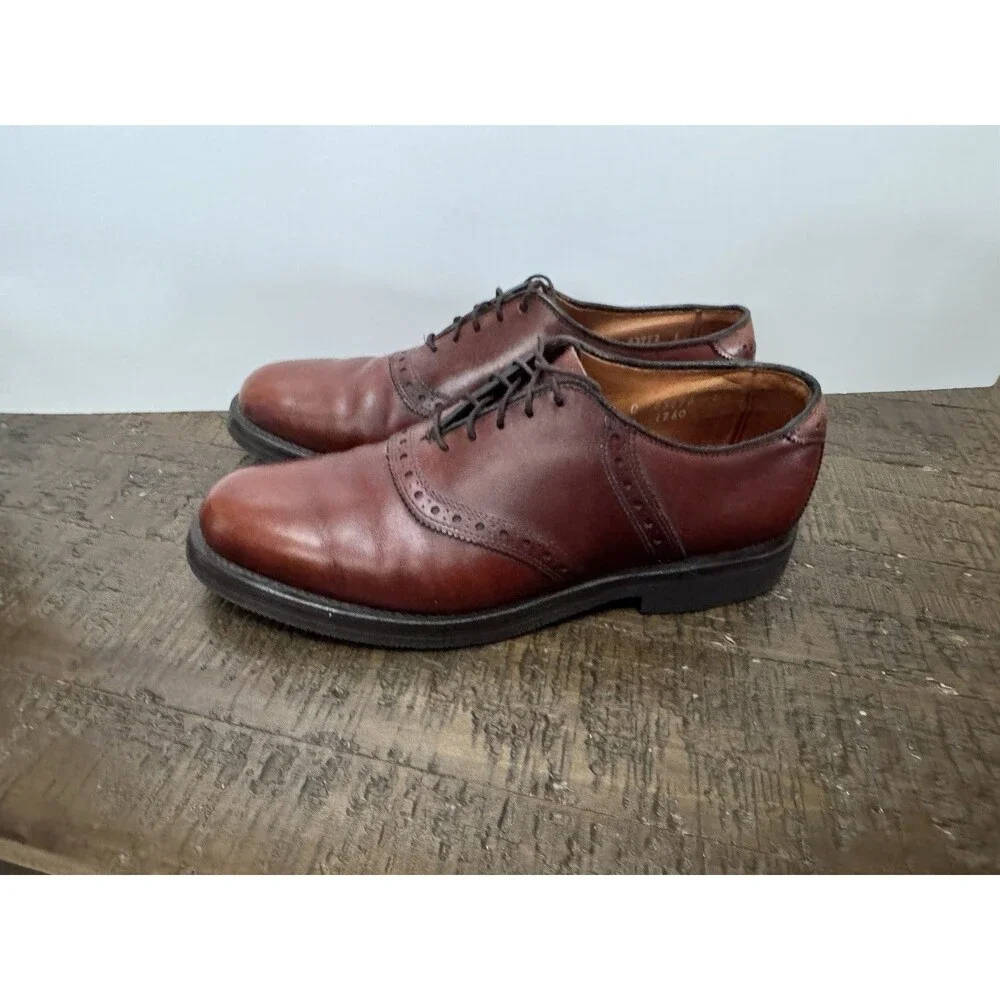 Allen Edmonds Shelton 8271 Burgundy Two Tone Saddle Oxford Dress Shoe 7.5 C